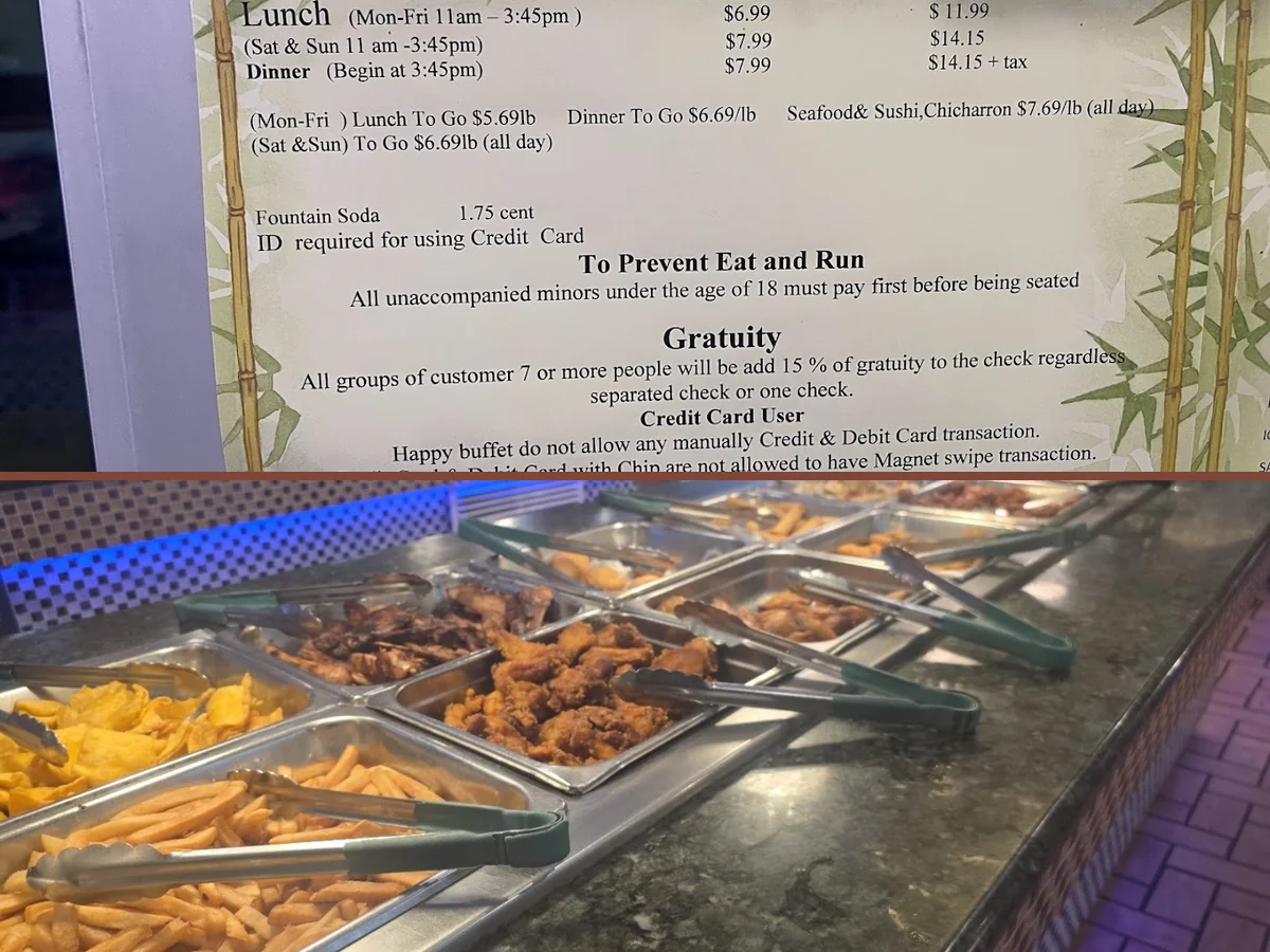 Salad bar and hot food stations.